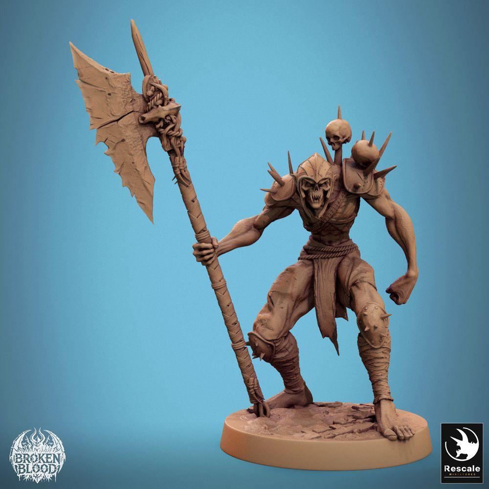 Photo de produit Tabletop 28mm Lord of the Print (LotP) 0 : Miniature Tabletop : Ghoul Berserker - Gardien mort-vivant avec grande hache, chasseur de crânes démoniaque (24_11_C15)