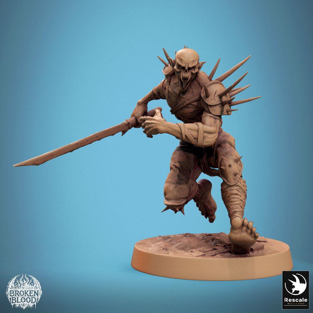 Image du produit Tabletop 28mm Lord of the Print (LotP) 0 : Miniature Tabletop : Ghoul Ravager - Guerrier mort-vivant, berserker maudit avec une épée longue à deux mains (24_11_C17)