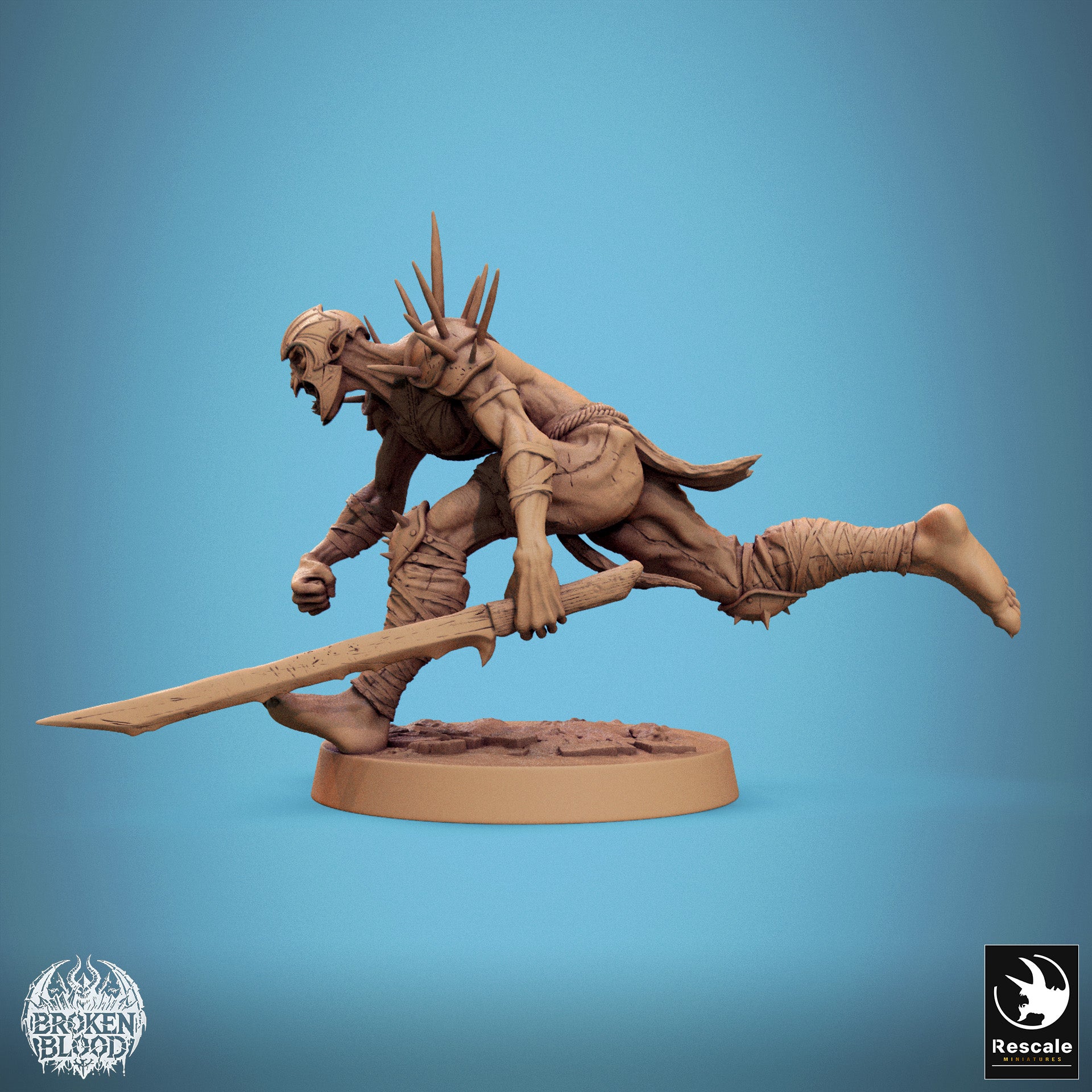 Photo de produit Tabletop 28mm Lord of the Print (LotP) 1 : Miniature Tabletop : Ghoul Ravager - Ghul-Berserker en charge avec massue, guerrier mort-vivant, barbare du chaos, champion maudit (24_11_C23)