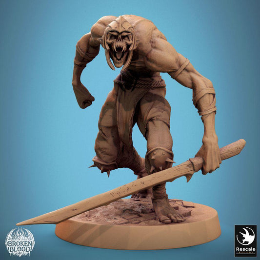 Produktfoto Tabletop 28mm Lord of the Print (LotP) 0: Tabletop Miniatur: Ghoul Ravager, monströser Marodeur mit Zweihandklinge, brüllender Nahkämpfer, Bossmonster für Wargaming, Skirmish und Dungeon (24_11_C31)