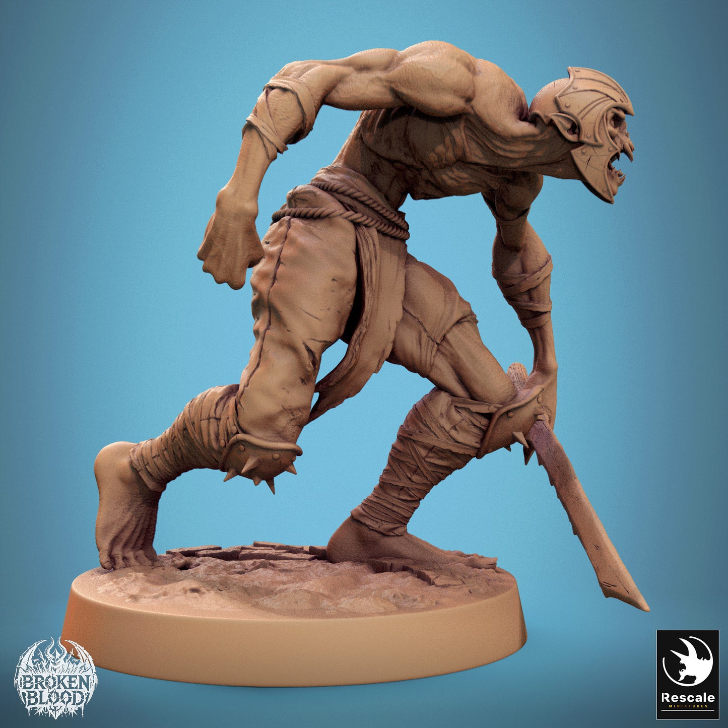 Photo de produit Tabletop 28mm Lord of the Print (LotP) 1 : Miniature Tabletop : Ghoul Ravager, monstre maraudeur avec épée à deux mains, combattant au corps à corps hurlant, boss pour Wargaming, Skirmish et Dungeon (24_11_C31)