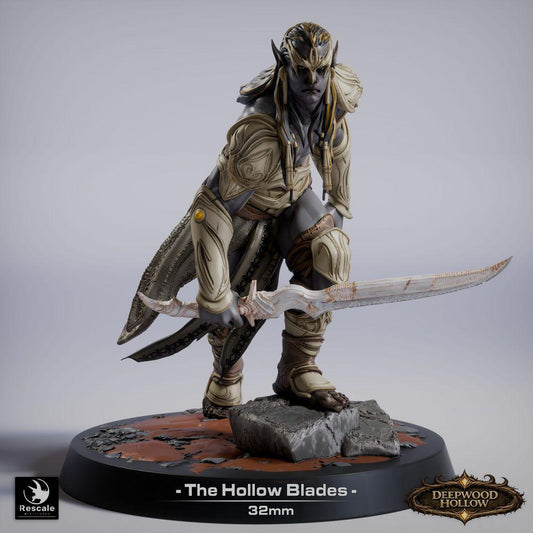Photo du produit Tabletop 28mm Lord of the Print (LotP) 0: Tabletop Miniature : Assassine et Duelliste Dunkelelf / Dark Elf, Ombre avec deux lames courbées (26_03_G15)