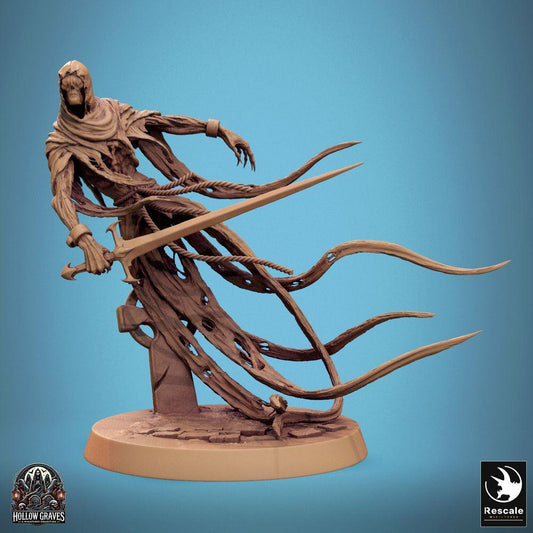 Image de produit Tabletop 28mm Lord of the Print (LotP) 0 : Miniature Tabletop : Guerrier fantôme Wraith avec épée longue, bourreau spectral, combattant fantôme, maître des lames flottant (24_10_A7)