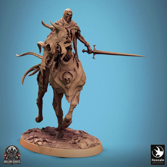 Photo de produit Tabletop 28mm Lord of the Print (LotP) 0 : Figurine fantastique : Chevalier de la mort à cheval, cavalier des ombres avec épée longue, chef de la cavalerie fantôme (24_10_C5)