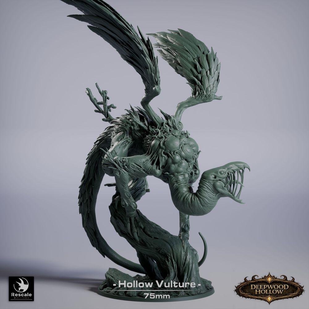 Photo du produit Tabletop 28mm Lord of the Print (LotP) 0: Tabletop Miniature : Démon Vautour / Hollow Vulture - chimère volante, oiseau de terreur en piqué avec des griffes, des ailes déchirées et une queue fouet (26_03_D1)