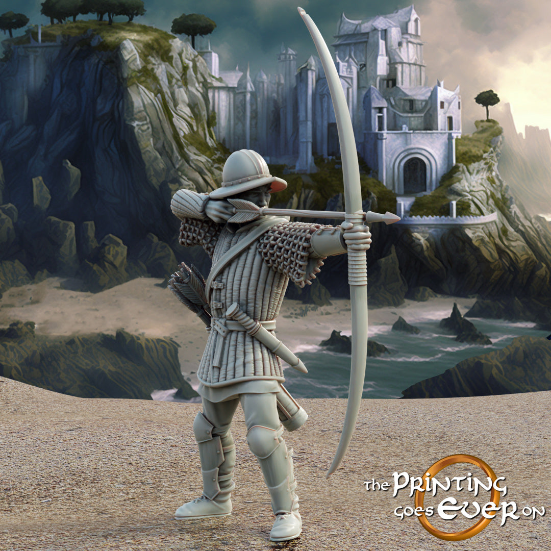 Photo du produit Tabletop 28mm The Printing Goes Ever On (TPGEO) 0 : Bataillon d'archers : Guerriers médiévaux - Gardiens de la ville blanche
