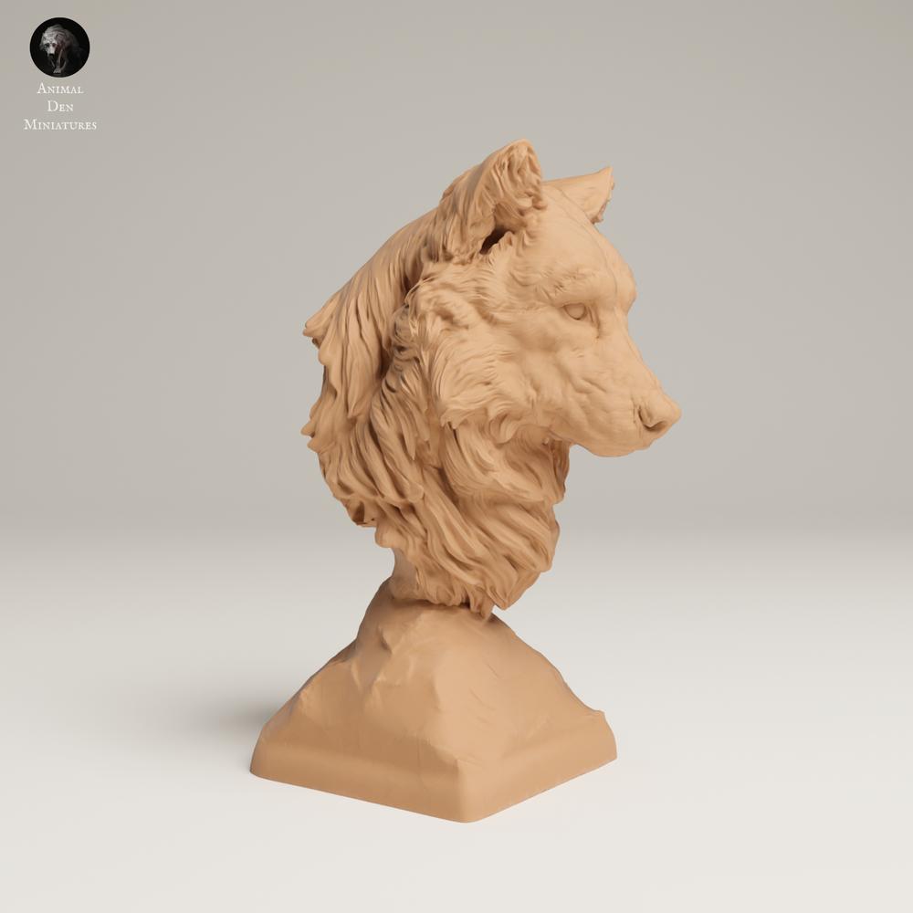 Photo produit figurine animale Animal Den Miniatures 0 : figurine animale sauvage : loup gris - buste (25_06_16)