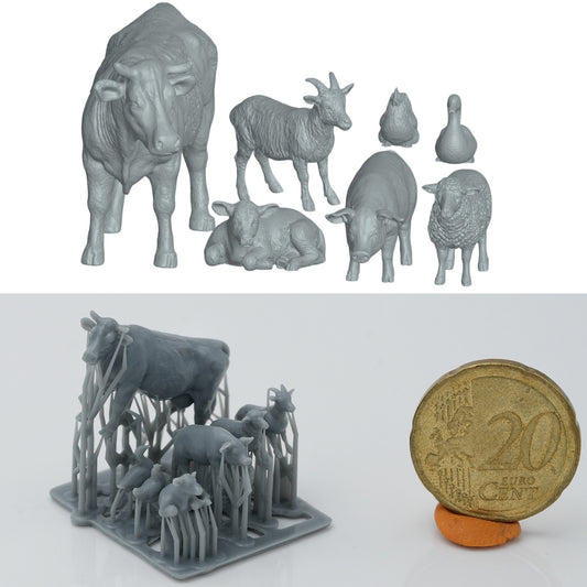 Produktfoto Tier Figur Diorama, Modellbau: 0: 7 Bauernhof Tier-Figuren: Kuh, Ziege, Schaf, Schwein, Huhn, Gans und Lamm (Ref a052)