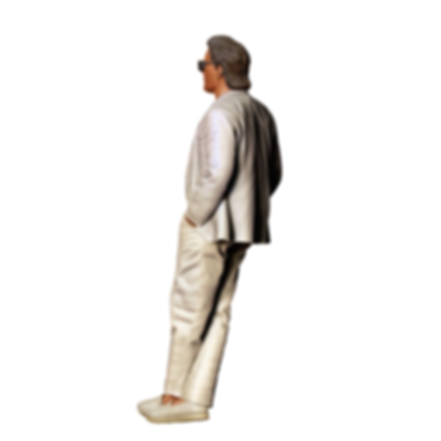 3DP Miniatures 3: Stehende Figur: Mann im Anzug mit Sonnenbrille und Händen in den Hosentaschen (Ref. Nr. 464)