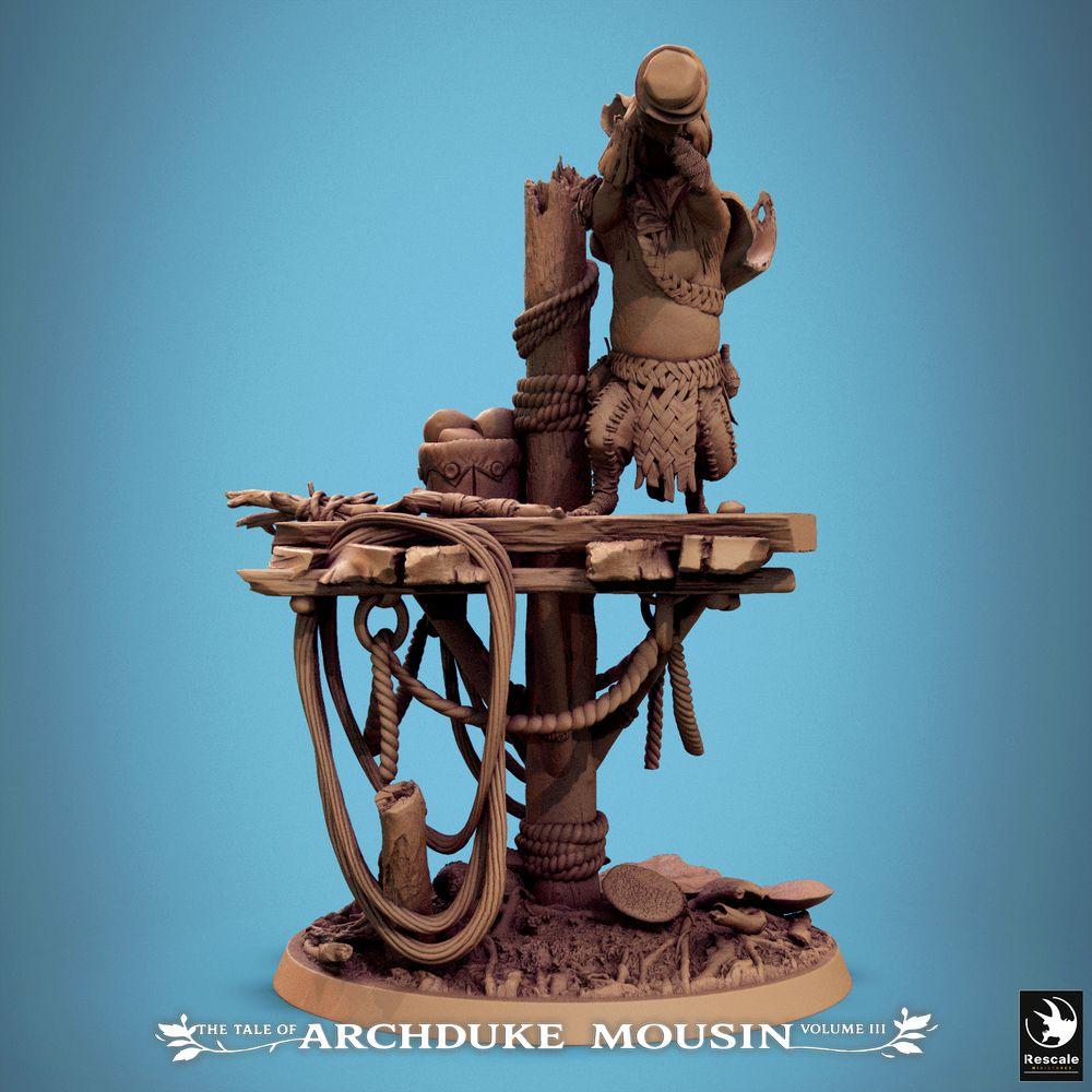 Photo de produit Tabletop 28mm Lord of the Print (LotP) 0 : Figurine Tabletop : Pirate-rat (Marin-rat), flibustier avec chope et bouclier rond sur base de planches de navire-port (25_07_Q17)