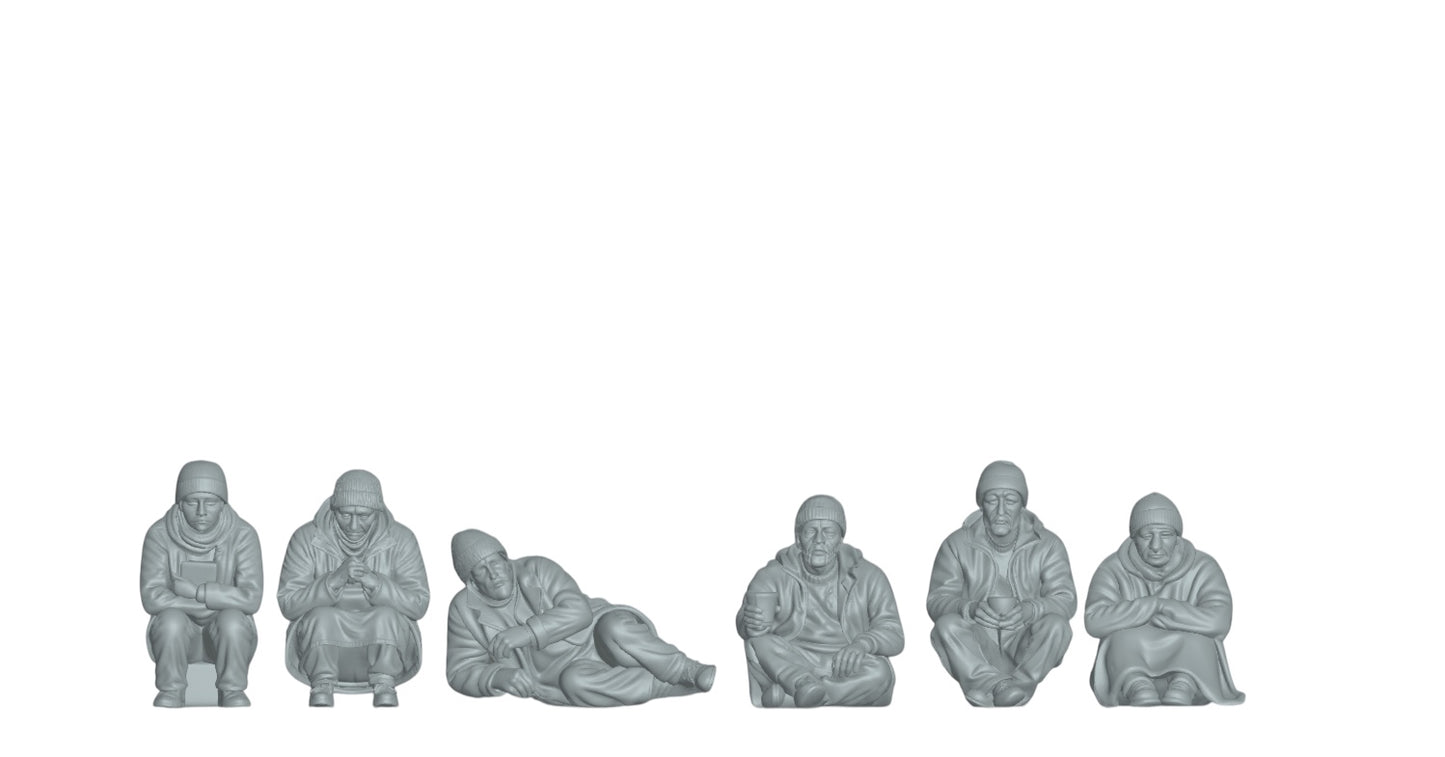 Produktfoto Figur H0, 1:72 - 0: Obdachlosen Figuren Set (6 Figuren)