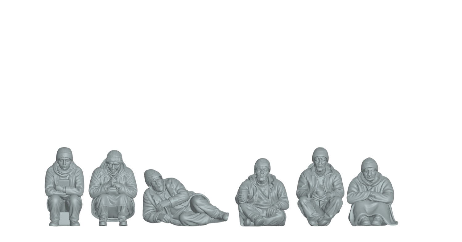 Produktfoto Figur H0, 1:72 - 0: Obdachlosen Figuren Set (6 Figuren)