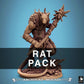 Photo de produit Tabletop 28mm Lord of the Print (LotP) 1 : Miniature Fantasy : Rat-Ogre / Homme-Rat, guerrier bestial avec massue à piques, monstre boss de souterrain et adversaire de Dungeon-Crawler (25_07_O3)
