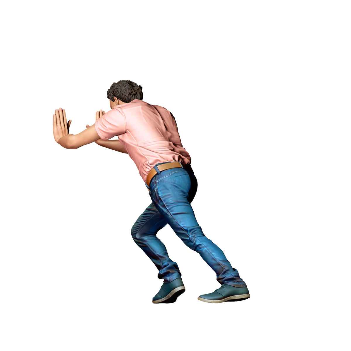 Photo produit de modélisme pour diorama 2 : figurine debout : homme penché vers l’avant en posture de poussée (réf. n° 527)