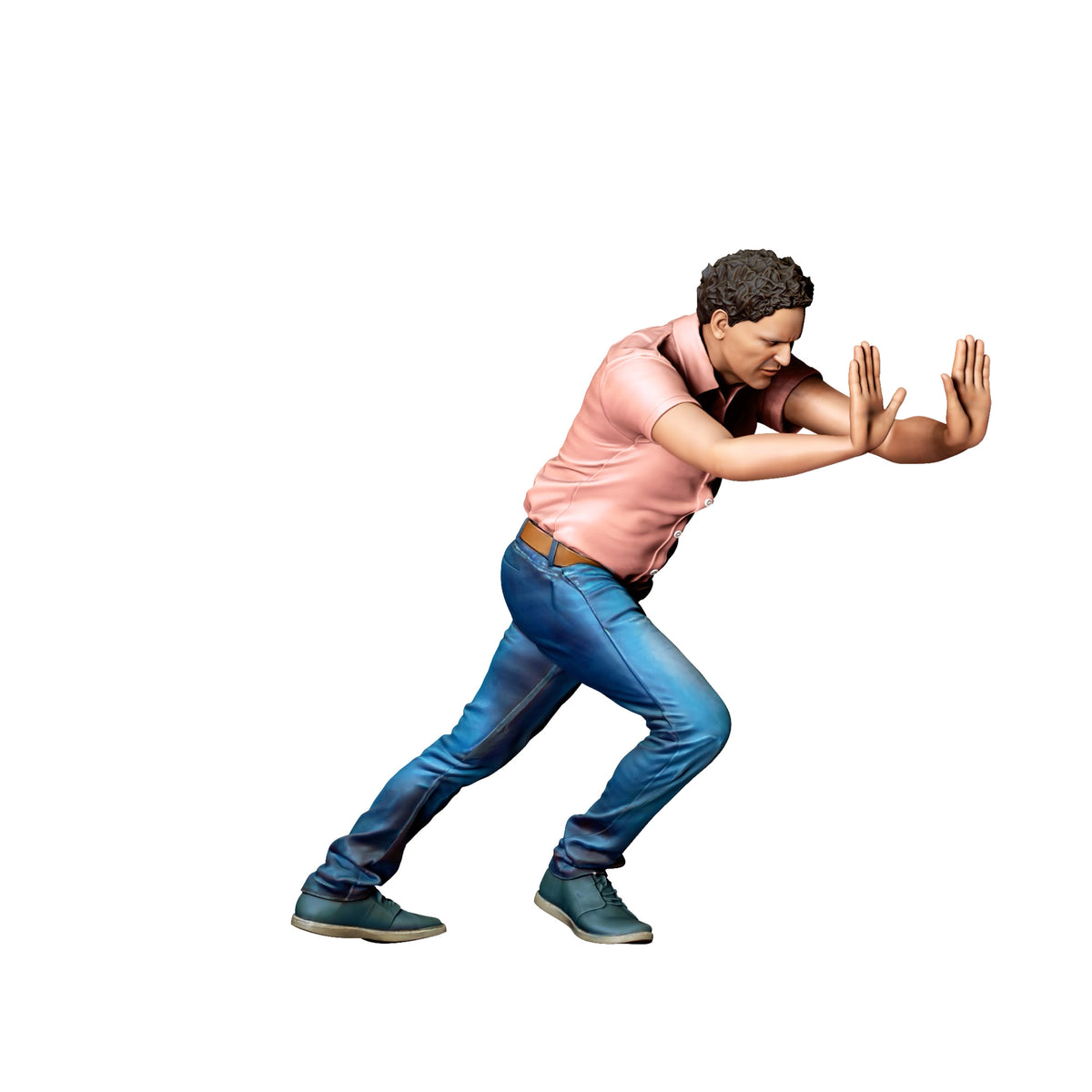 Photo produit de modélisme pour diorama 4 : Figurine debout : homme penché vers l’avant en position de poussée (réf. n° 527)