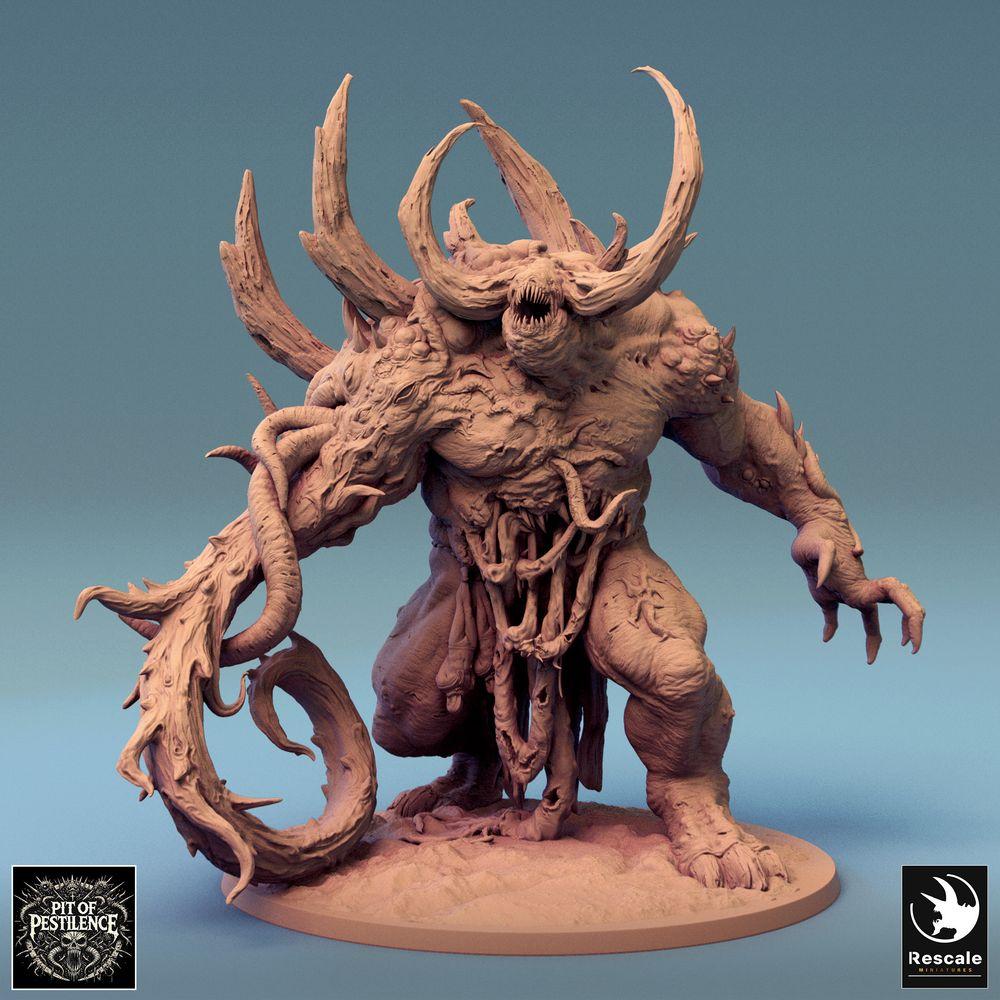 Image du produit Tabletop 28mm Lord of the Print (LotP) 0 : Miniature Tabletop : Seigneur des démons, démon de la corruption, bête infernale avec bras tentaculaires, griffes et cornes, monstre boss (Colosse ulcéré) (24_08_K)