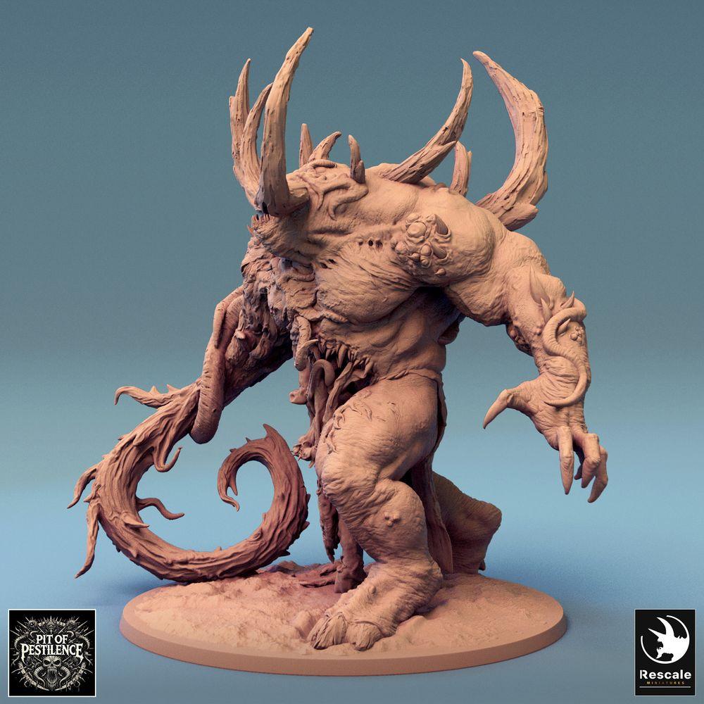 Photo de produit Tabletop 28mm Lord of the Print (LotP) 0 : Miniature Tabletop : Seigneur des démons, démon de la corruption, bête infernale avec bras tentaculaires, griffes et cornes, monstre boss (Colosse ulcéré) (24_08_K)