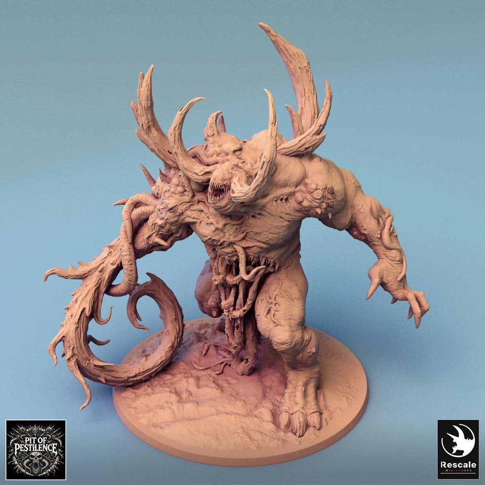 Photo de produit Tabletop 28mm Lord of the Print (LotP) 0 : Miniature Tabletop : Seigneur des Démons, Démon de la Corruption, Bête de l'Enfer avec bras tentaculaires, griffes et cornes, Monstre Boss (Colosse Ulcéré) (24_08_K)