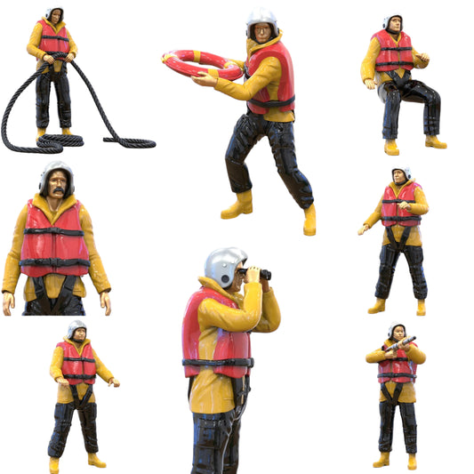 Produktfoto Diorama und Modellbau Miniatur Figur: Seenotretter Set, 8 Figuren