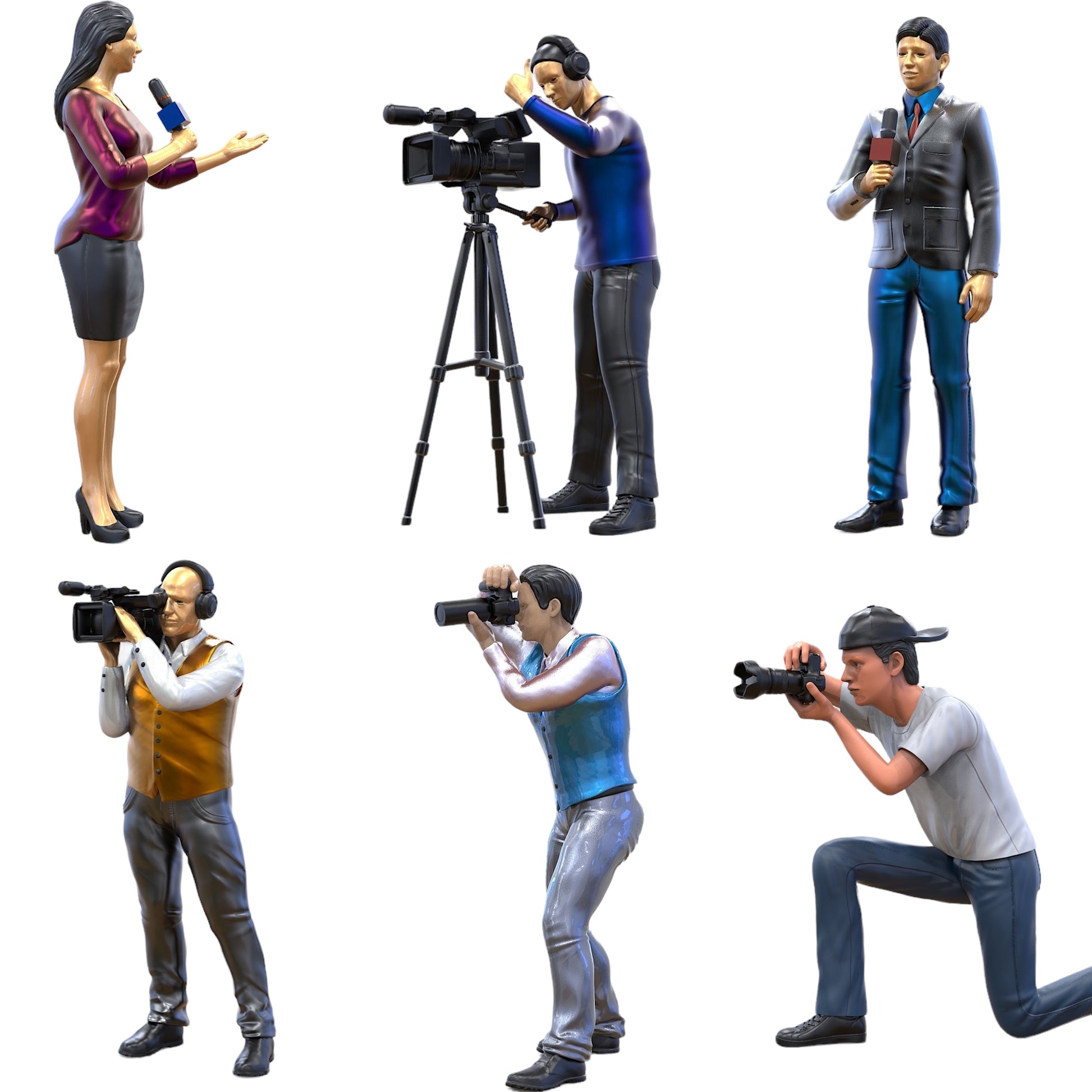 Photo du produit Diorama et modélisme Figurine miniature : Ensemble de reporters, 6 figurines
