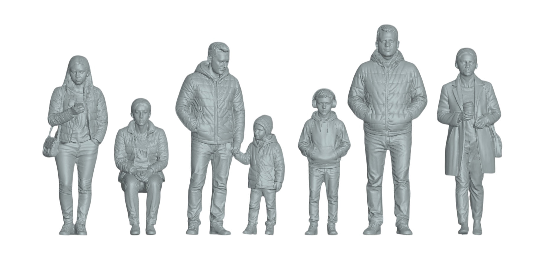 Photo de produit de modélisme diorama 2 : Ensemble de figurines de passants 3 - 7 figurines (h0_30)