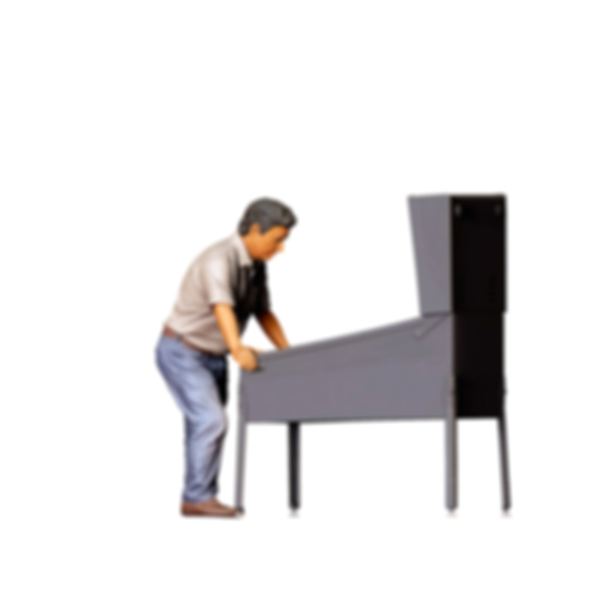Photo produit de modélisme pour diorama 1 : figurine debout : homme aux deux mains sur le flipper (réf. n° 519)