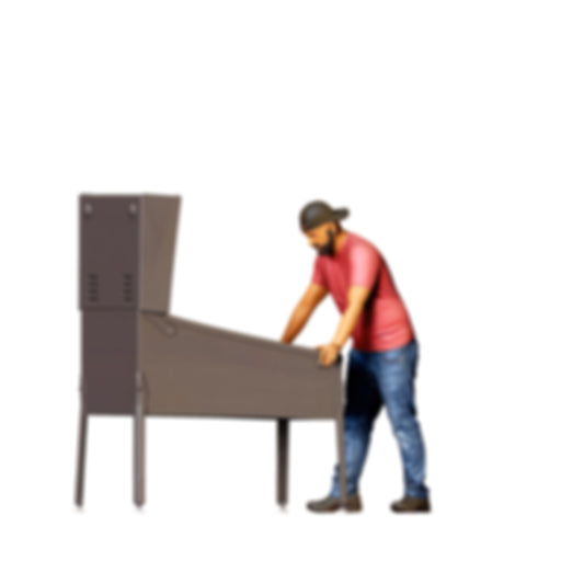 Photo produit de modélisme pour diorama 0 : figurine debout : homme penché en avant devant la borne de flipper (réf. n° 521)