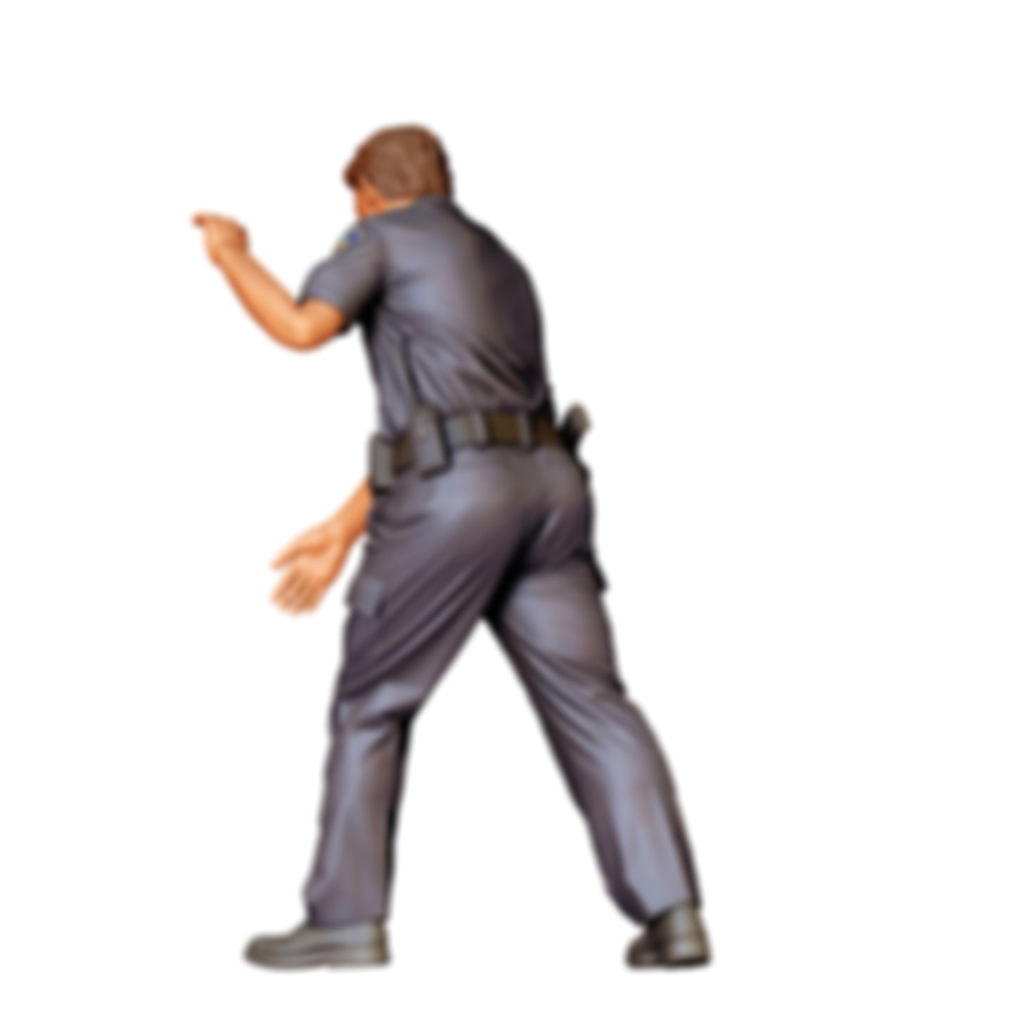 3DP Miniatures 2: Gehende Figur: Polizist in Uniform mit Dienstgürtel & erhobenem Arm (Ref. Nr. 501)