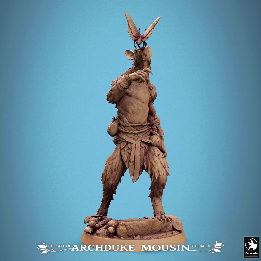 Photo de produit Tabletop 28mm Lord of the Print (LotP) 0 : Miniature Tabletop : Ratling Chaman - Druide des Rongeurs, Chaman des Bois, Voyant Tribal avec Esprit de Papillon, Leader de Bande, Lanceur de Sorts (25_07_Q29)