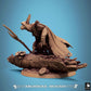 Photo de produit Tabletop 28mm Lord of the Print (LotP) 1 : Figurine Fantasy : Humanoïde lapin Ranger, Éclaireur/Voleur/Assassin, Chasseur embusqué avec Glaive, accroupi sur une base de tronc d'arbre, Ranger Rabbitfolk (25_07_Q31)