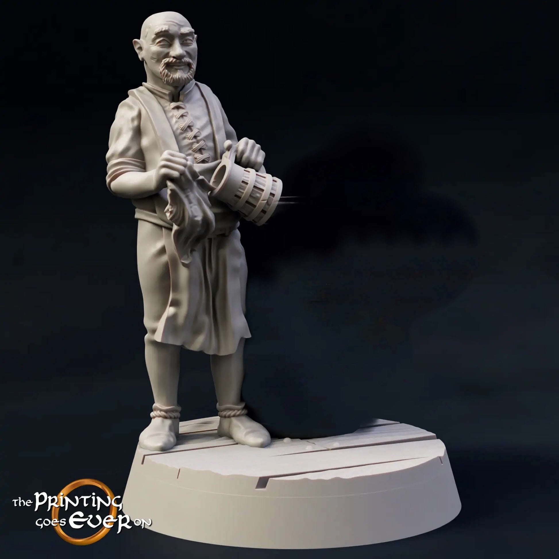 Photo de produit Tabletop 28mm The Printing Goes Ever On (TPGEO) 0 : Habitants médiévaux et clients de taverne : aubergiste, garde, chasseur, fermier, servante, invité, voyageur