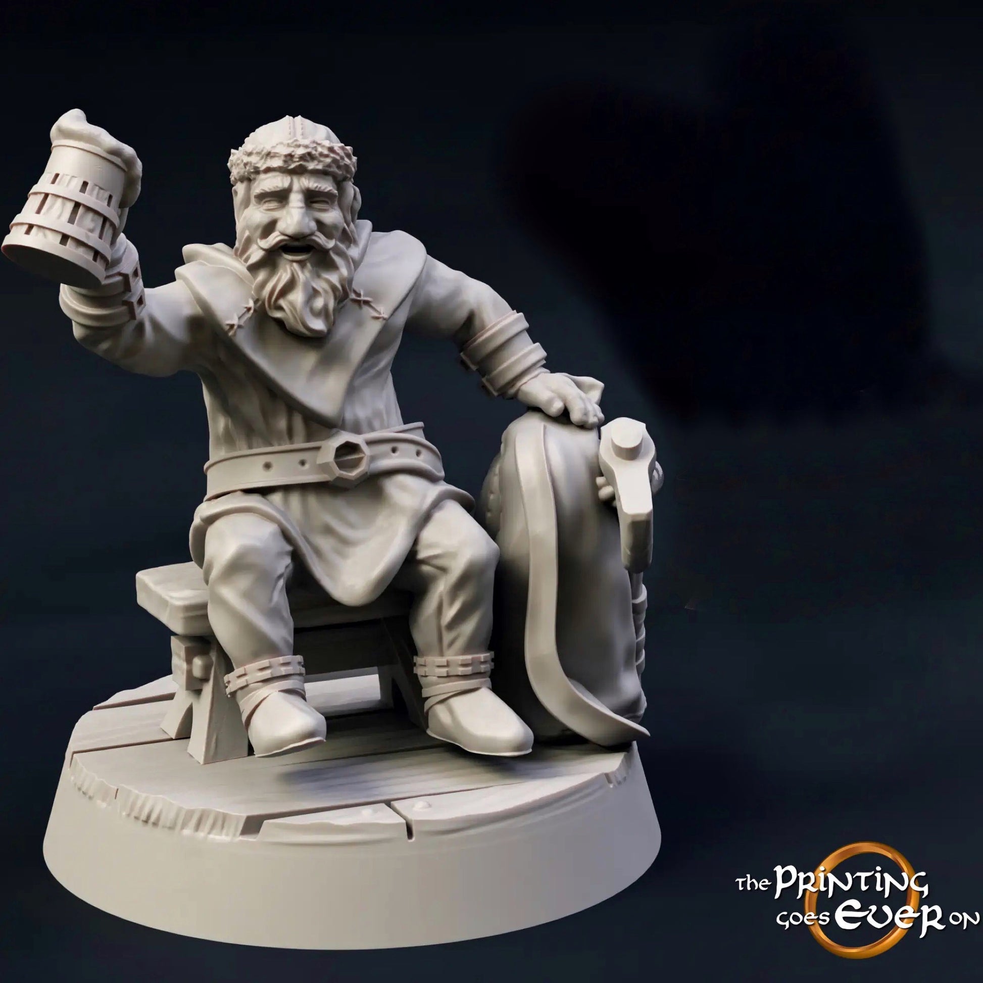 Photo de produit Tabletop 28mm The Printing Goes Ever On (TPGEO) 0 : Habitants médiévaux et clients de taverne : aubergiste, garde, chasseur, fermier, servante, invité, voyageur
