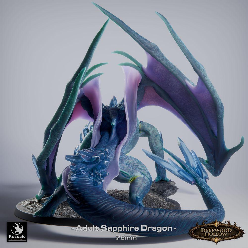 Photo du produit Tabletop 28mm Lord of the Print (LotP) 0: Tabletop Miniature : Saphirdrache (Sapphire Dragon, adulte), Cristal-dragon, Dragon de gemme, Grand dragon, Monstre boss, prêt à bondir, Attaque de souffle (26_03_C1)