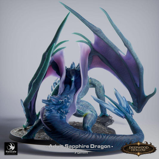 Photo du produit Tabletop 28mm Lord of the Print (LotP) 0: Tabletop Miniature : Saphirdrache (Sapphire Dragon, adulte), Cristal-dragon, Dragon de gemme, Grand dragon, Monstre boss, prêt à bondir, Attaque de souffle (26_03_C1)