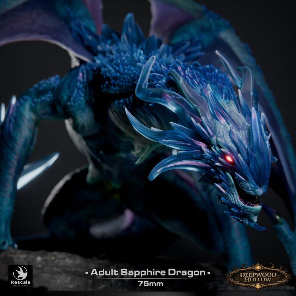 Photo du produit Tabletop 28mm Lord of the Print (LotP) 1: Tabletop Miniature : Saphirdrache (Sapphire Dragon, adulte), Kristalldrache, Dragon de gemme, Grand dragon, Monstre boss, prêt à bondir, attaque de souffle (26_03_C1)