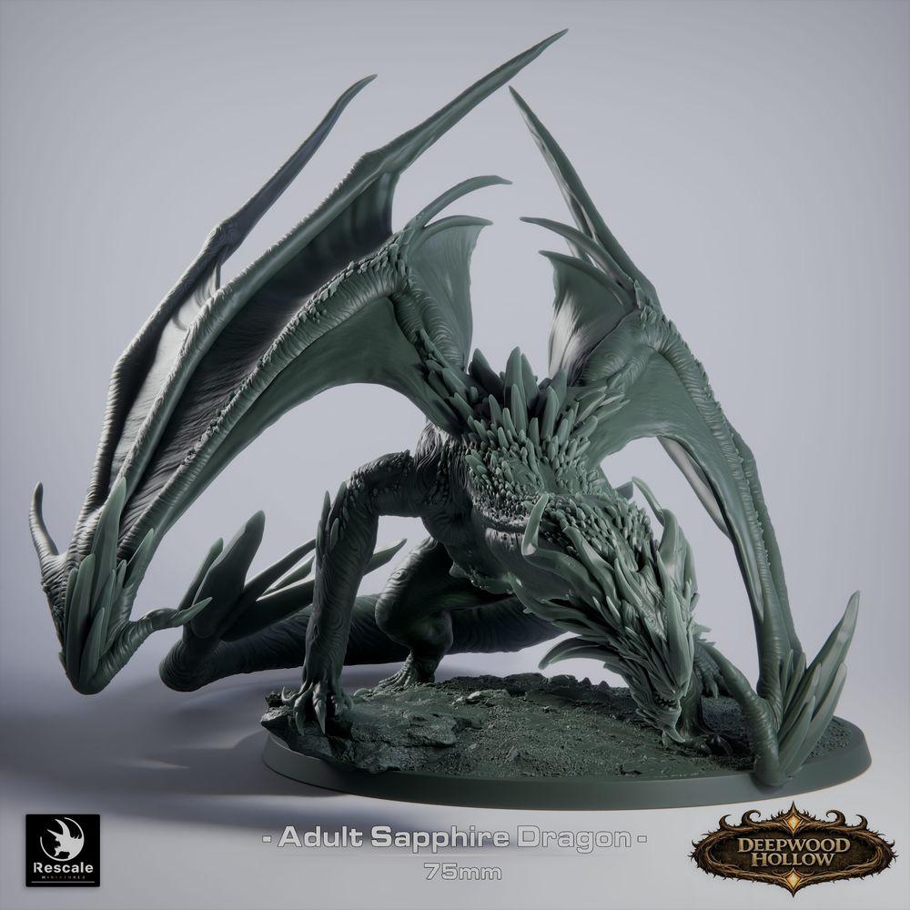 Photo du produit Tabletop 28mm Lord of the Print (LotP) 3: Tabletop Miniature : Saphirdrache (Sapphire Dragon, adulte), Kristalldrache, Edelstein-Drache, Grand Dragon, Boss, prêt à sauter, attaque de souffle (26_03_C1)
