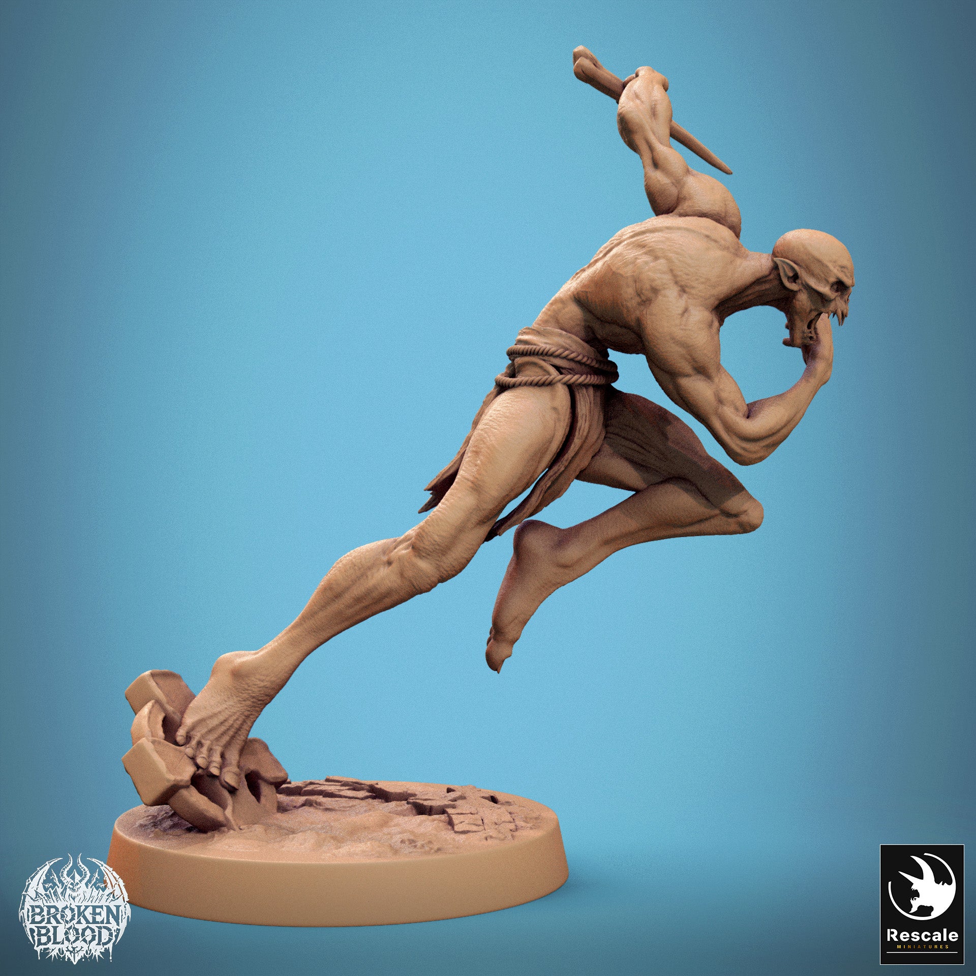 Photo de produit Tabletop 28mm Lord of the Print (LotP) 1 : Miniature Tabletop : Goule sauvage en attaque sautée avec griffes - Goule, monstre mort-vivant, prédateur, traqueur nocturne, boss/ennemi d'élite (24_11_B1)