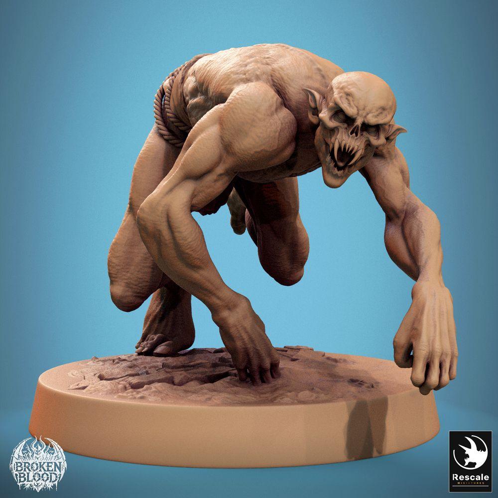Photo de produit Tabletop 28mm Lord of the Print (LotP) 0 : Miniature Tabletop : Ghoul Sauvage / Terreur de la Crypte, Rampant dans une Attaque Sautée (24_11_B23)