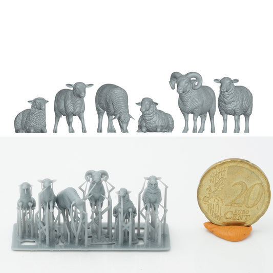 Photo de produit Figurine d'animal Diorama, Modélisme : 0 : Figurines d'animaux de ferme : Ensemble de cochons - 6 cochons (Réf a051)