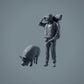 Figurines d'animaux de ferme : Cochon en train de brouter - Berkshire Pig (a036)