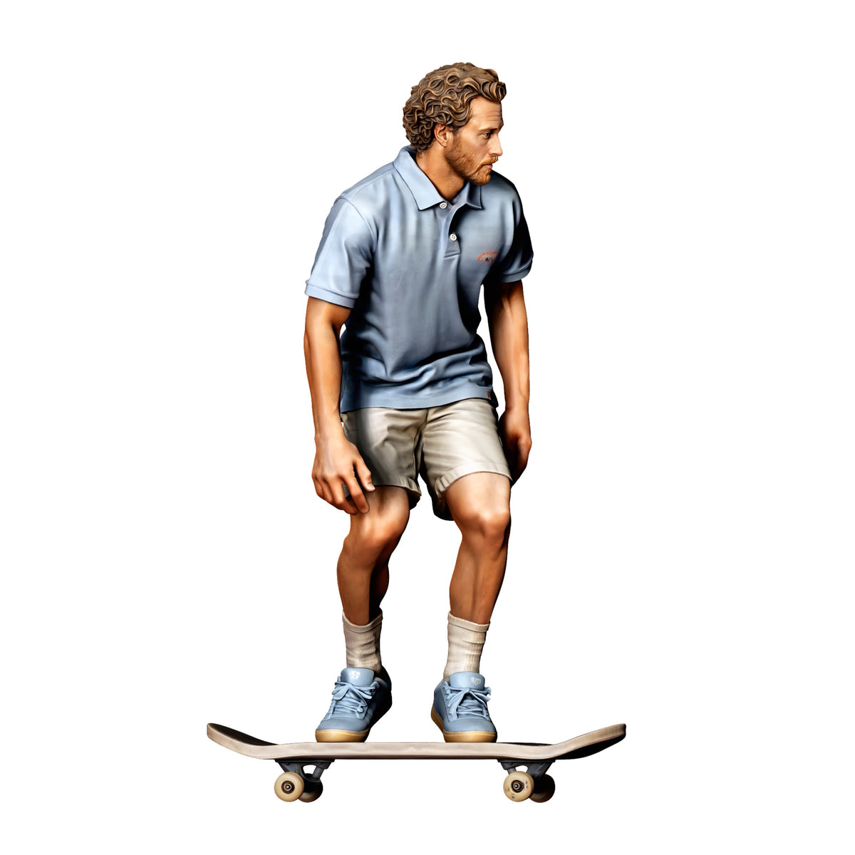 Photo produit de modélisme de diorama 1 : Figurine debout : skateur aux genoux fléchis sur skateboard (réf. n° 528)