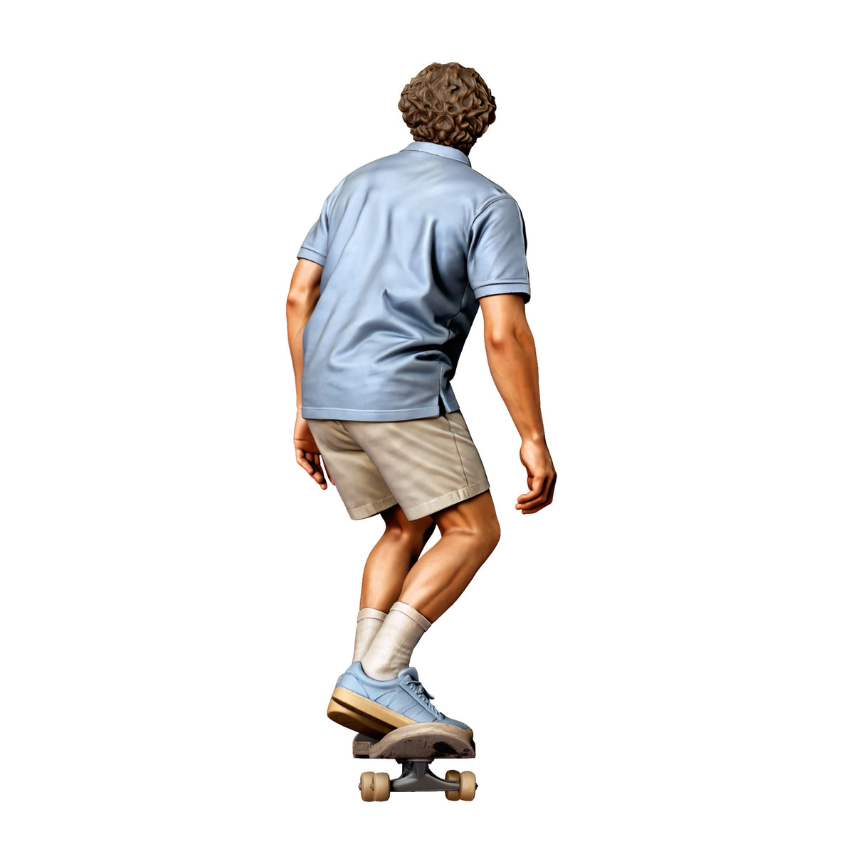Photo produit de modélisme de diorama 2 : figurine debout : skateur aux genoux fléchis sur skateboard (réf. n° 528)