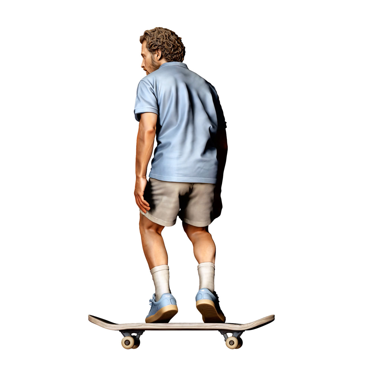 Photo produit de modélisme de diorama 3 : figurine debout : skateboardeur aux genoux fléchis sur un skateboard (réf. n° 528)