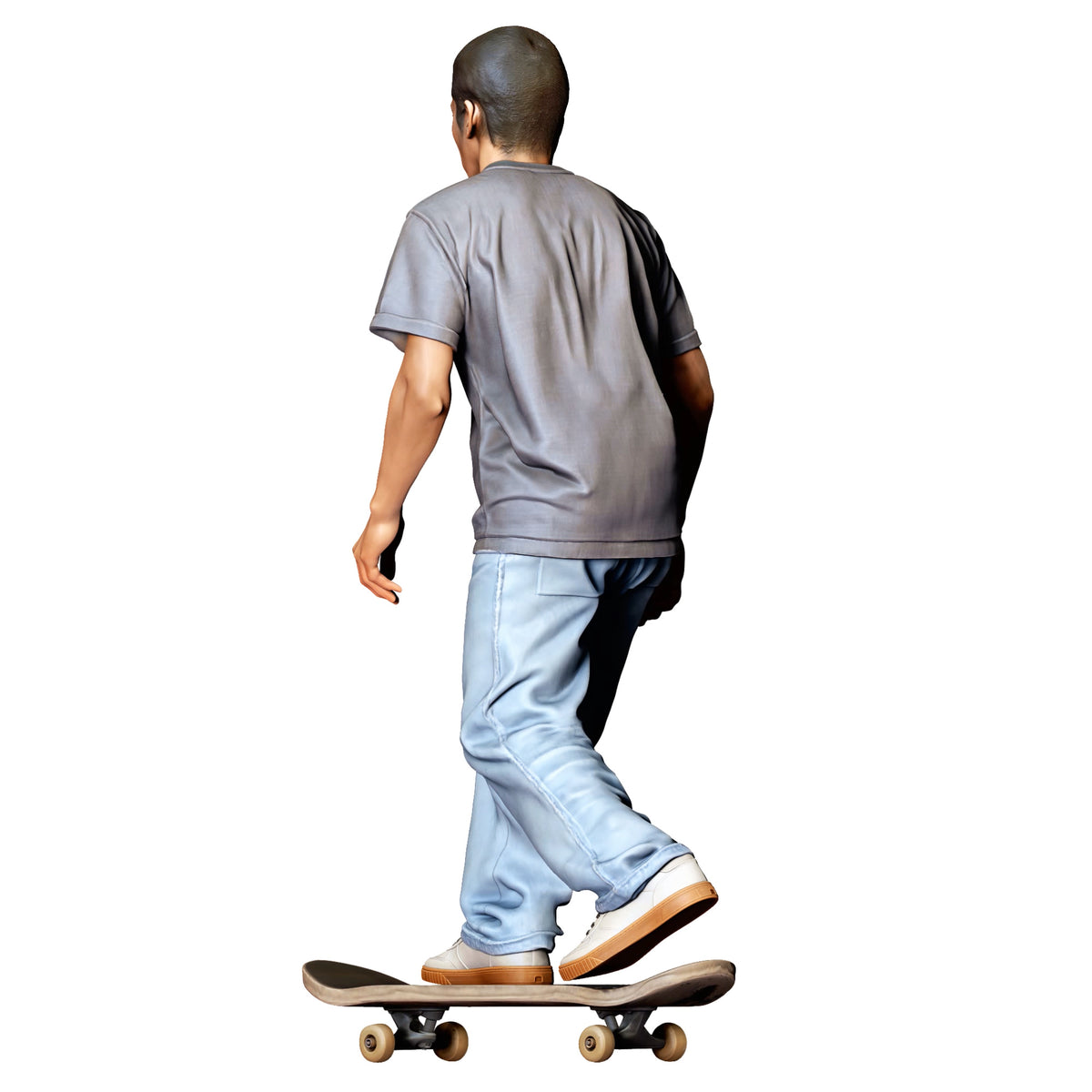 Photo produit de modélisme de diorama 3 : figurine debout : skateur en posture dynamique sur skateboard (réf. n° 530)