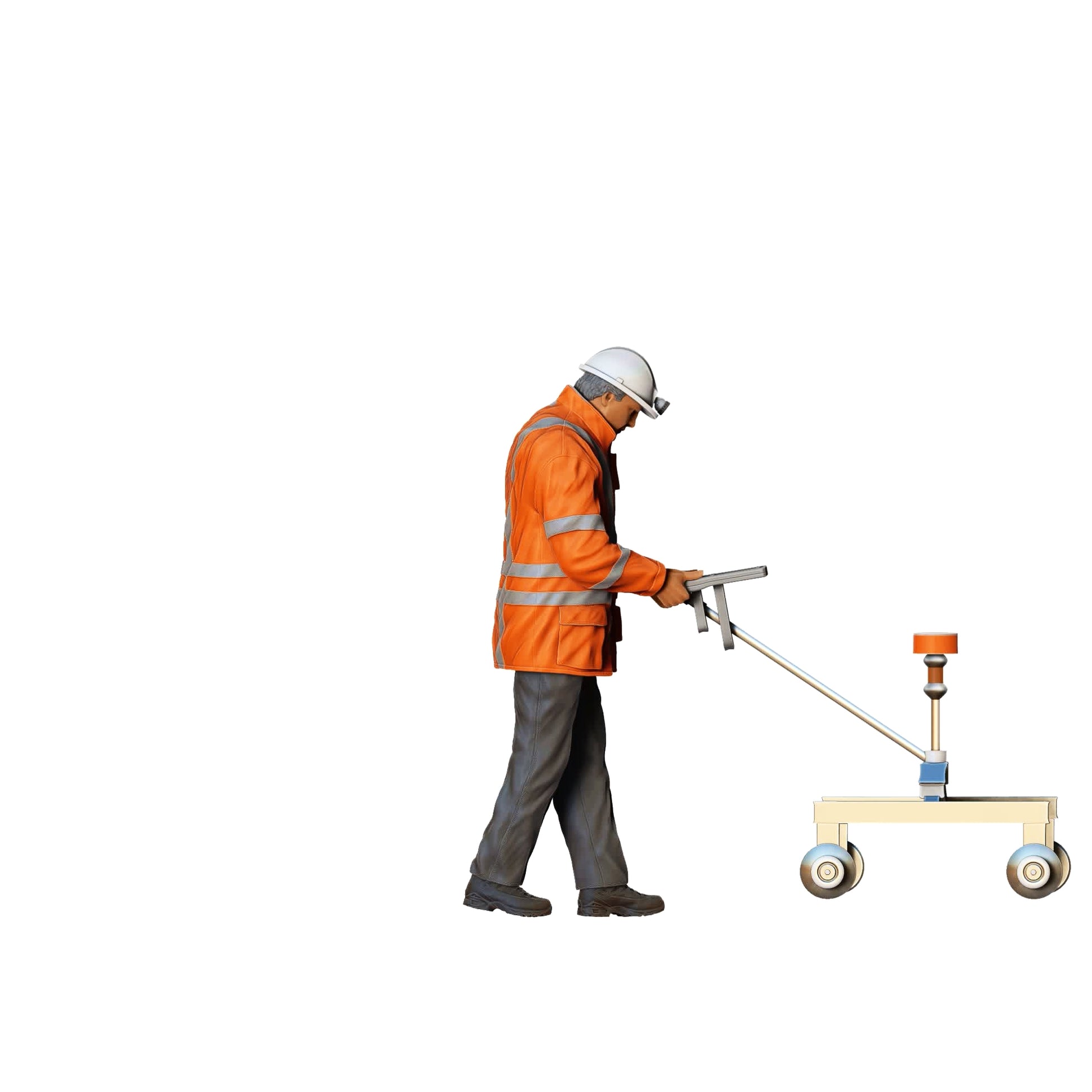 Photo du produit 0 : Ouvrier de la route avec un véhicule de mesure : Géomètre sur le chantier