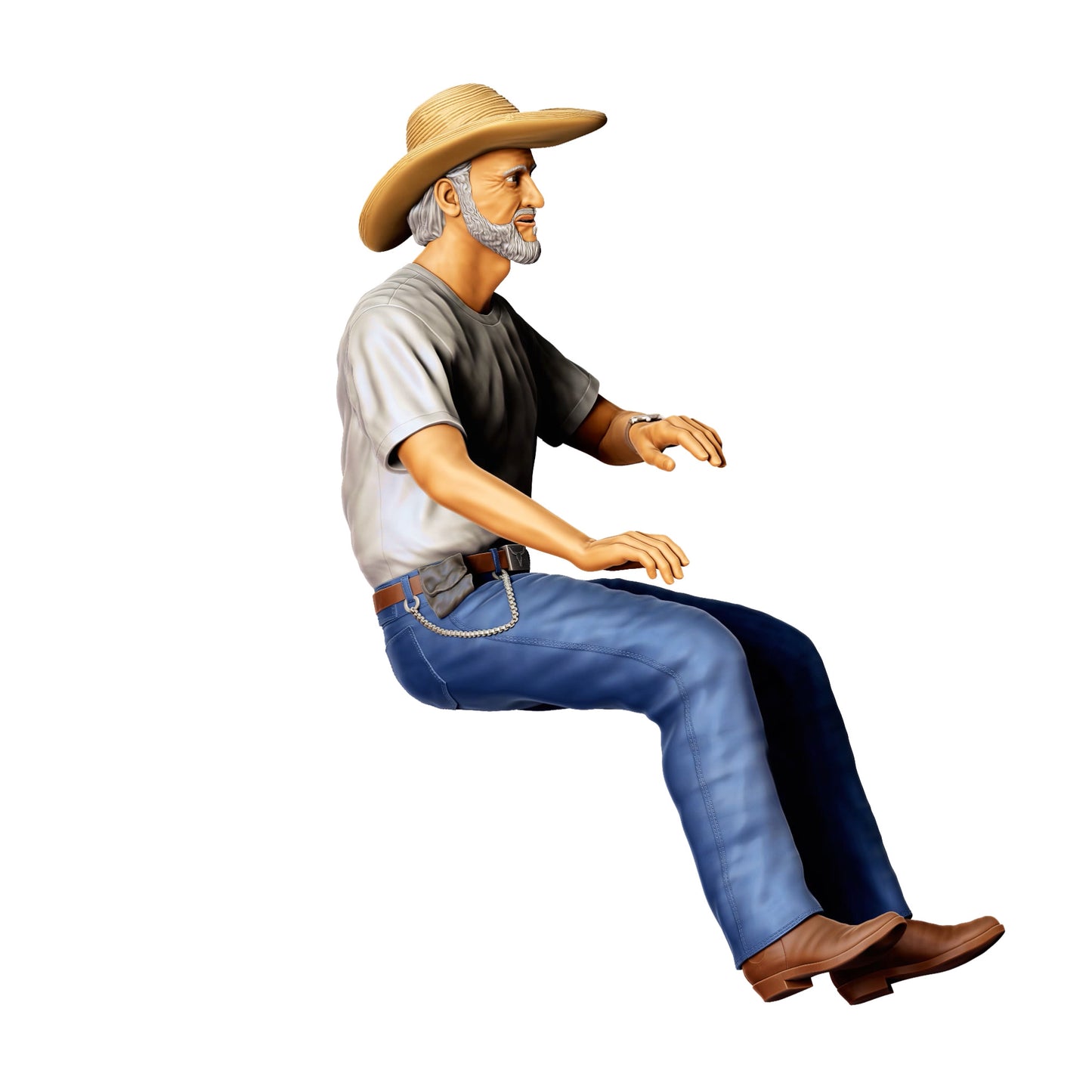 3DP Miniatures 2: Sitzende Figur: Fahrerin mit breitkrempigem Hut (Ref. Nr. 466)