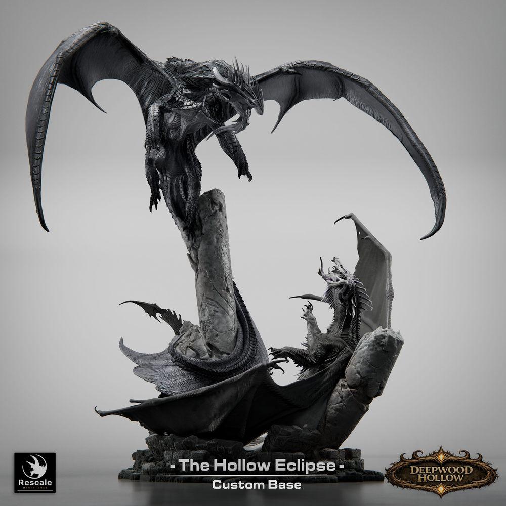 Photo du produit Tabletop 28mm Lord of the Print (LotP) 0 : Figur fantastique : Diorama de dragon Hollow Eclipse - Duel de dragons en combat aérien au-dessus des crêtes rocheuses - Boss, ennemi final, grand modèle, miniature d'exposition pour Tabletop et Wargaming (26_03_B1)