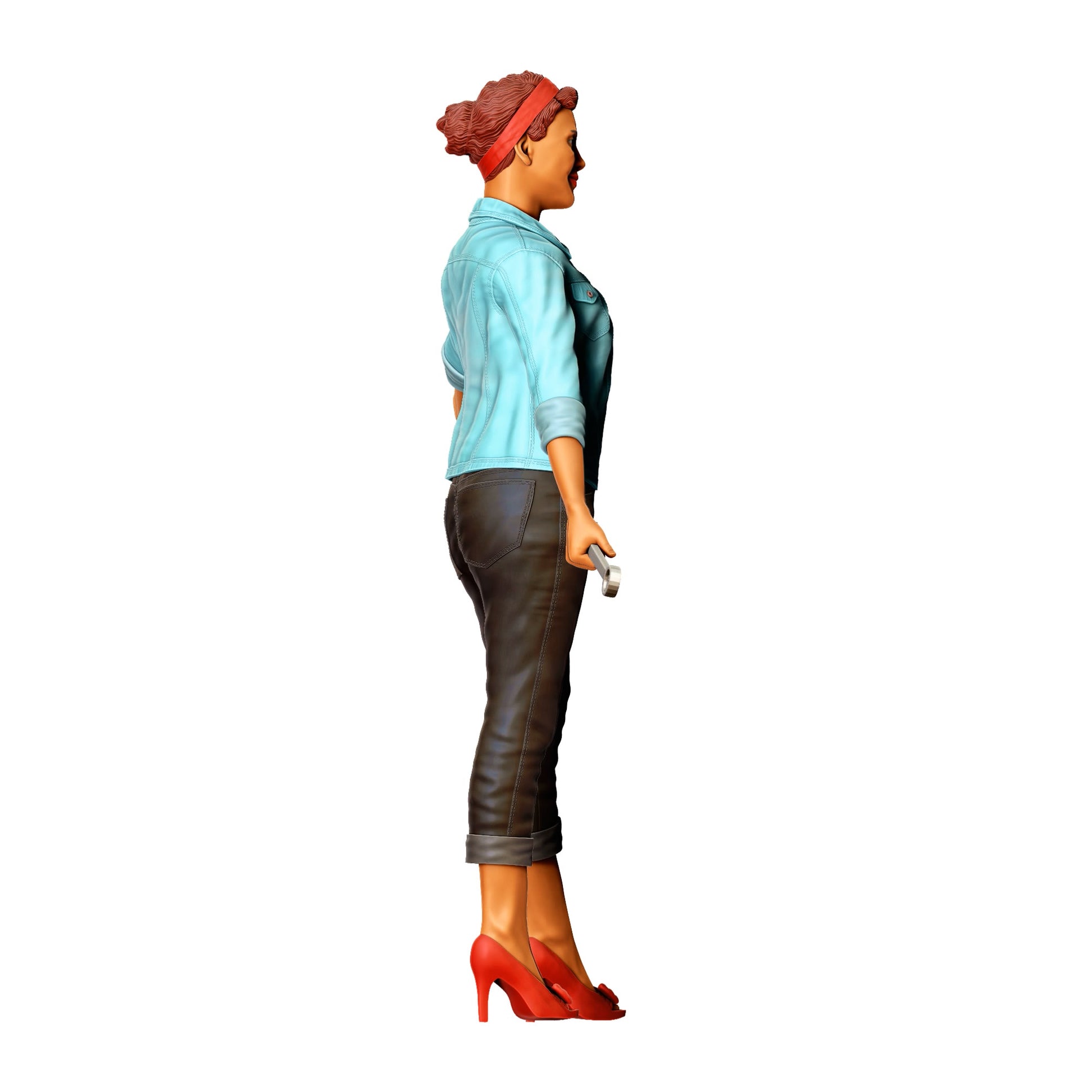 3DP Miniatures 2: Stehende Figur: Frau mit offenem Hemd & Schraubenschlüssel (Ref. Nr. 468)