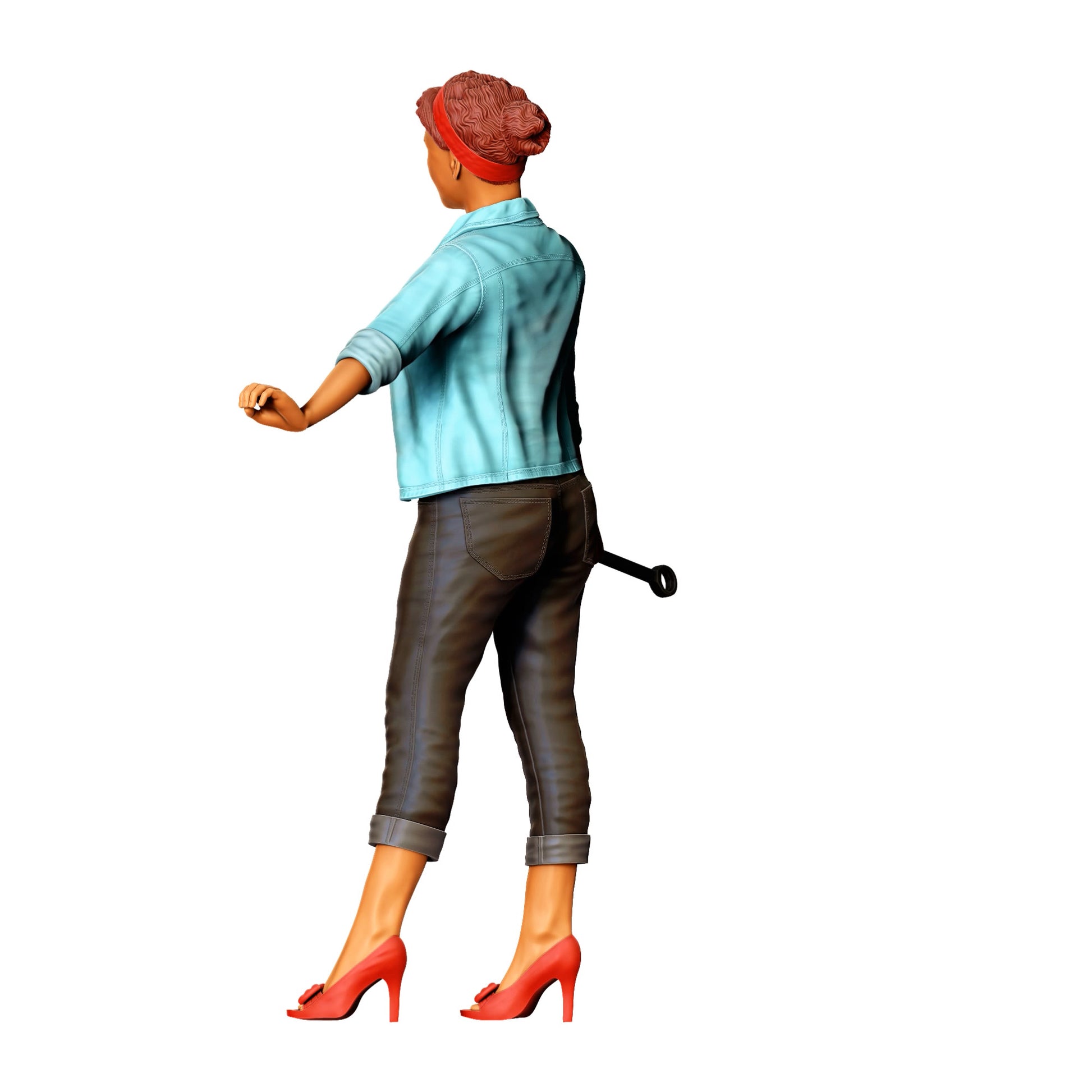 3DP Miniatures 4: Stehende Figur: Frau mit offenem Hemd & Schraubenschlüssel (Ref. Nr. 468)