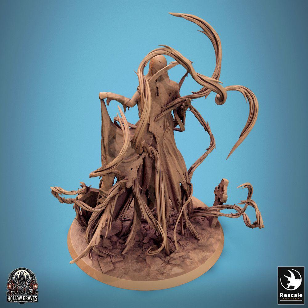 Photo du produit Tabletop 28mm Lord of the Print (LotP) 0 : Miniature Tabletop : Banshee vengeresse / Wraith - sorcière morte-vivante avec arme à perche hérissée de pointes (24_10_H)